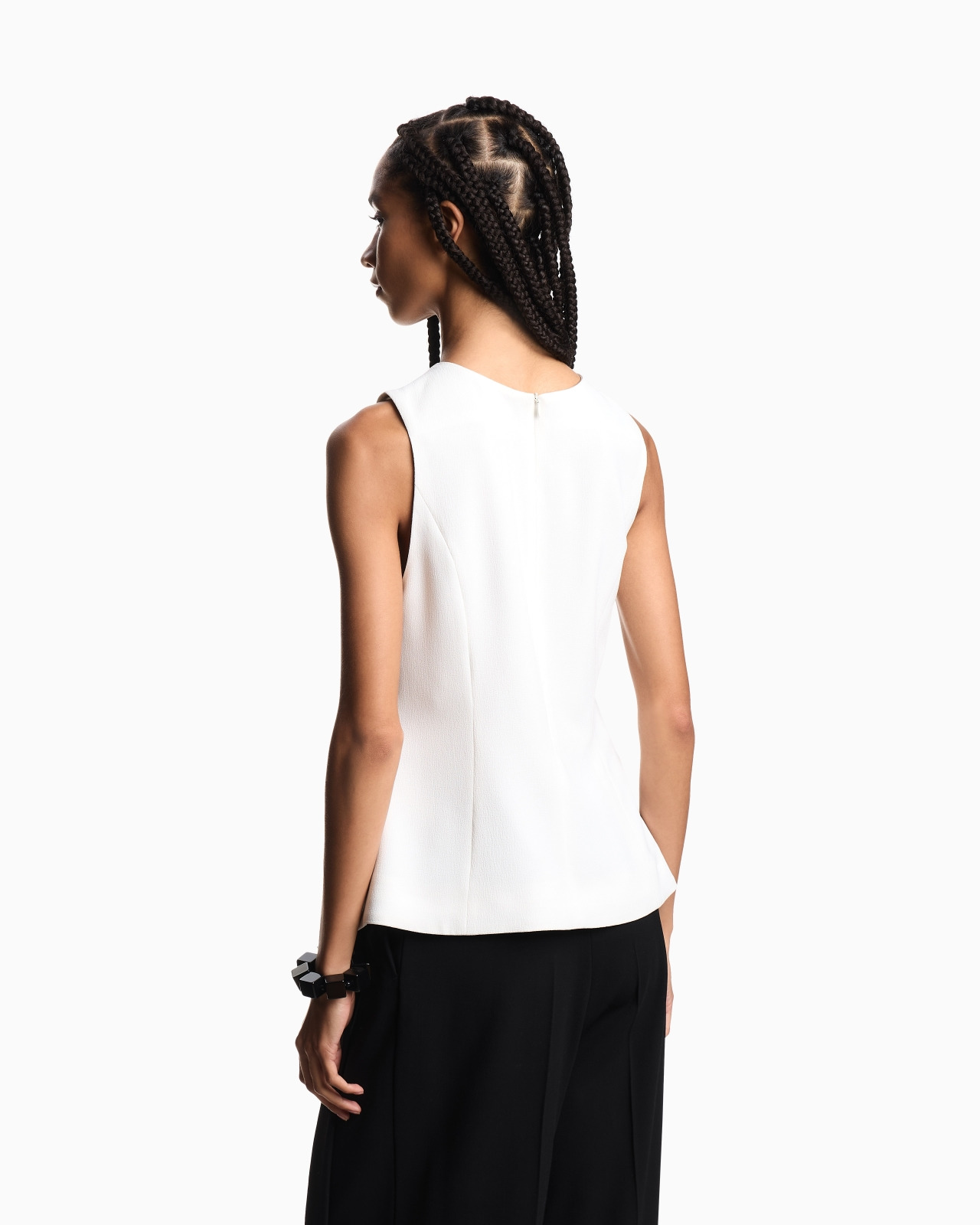 STRETCH SANDBLASTED FABRIC CROSSOVER TOP - 3