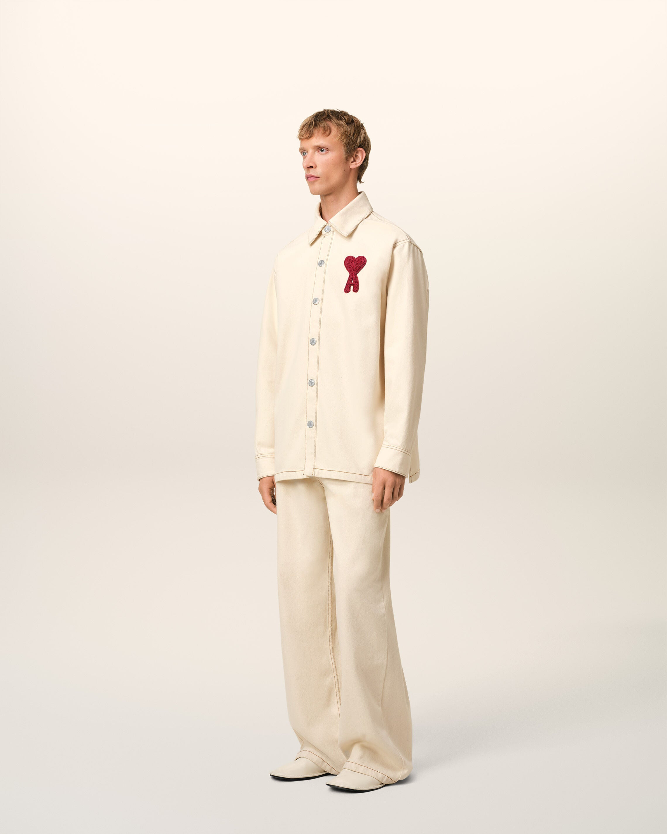 BEIGE COTTON AMI DE COEUR OVERSHIRT - 5