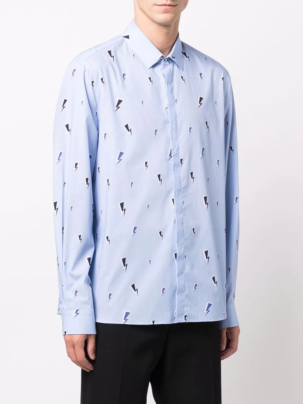 thunderbolt print cotton shirt - 3