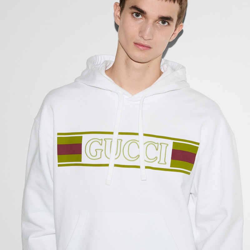 Embroidered cotton hooded sweatshirt 5