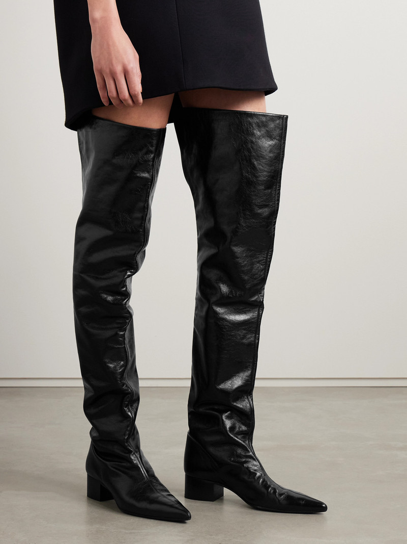 KHAITE Andee Crinkled-leather Over-the-knee Boots outlook