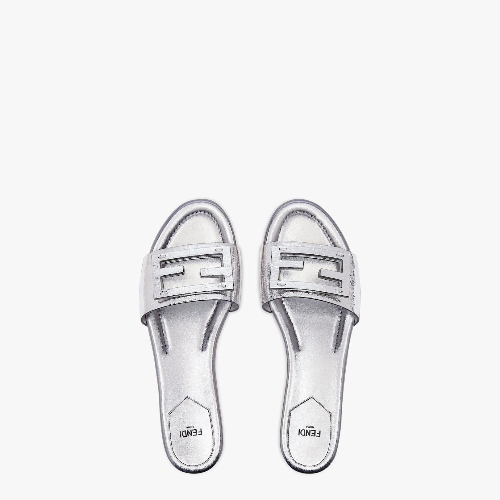 FENDI Silver nappa leather slides | REVERSIBLE