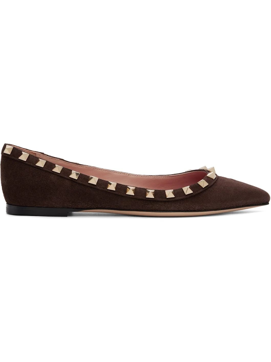 Brown Rockstud Ballerina Flats - 1