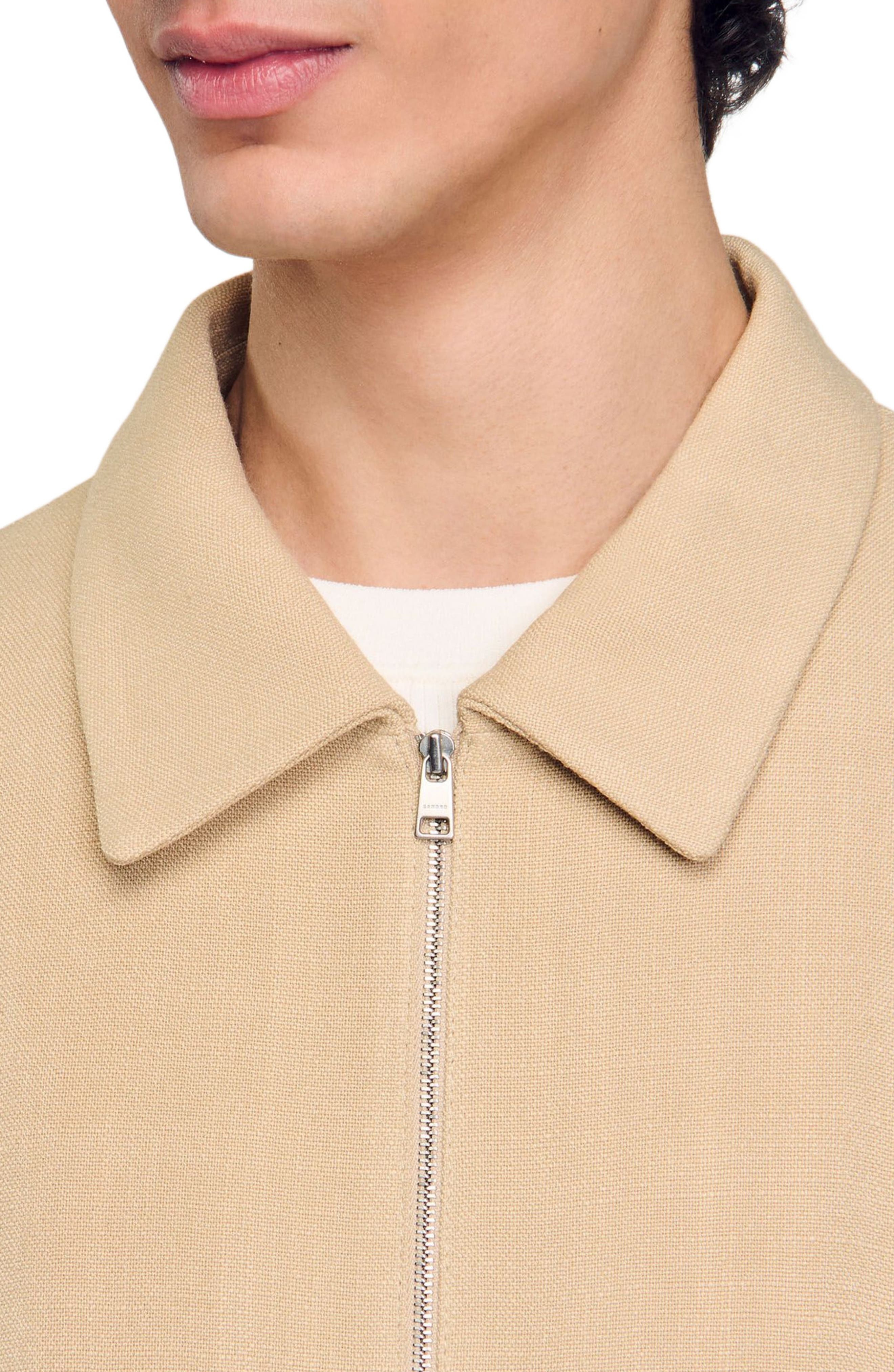 SANDRO Zip-up jacket in Oats at Nordstrom - 5