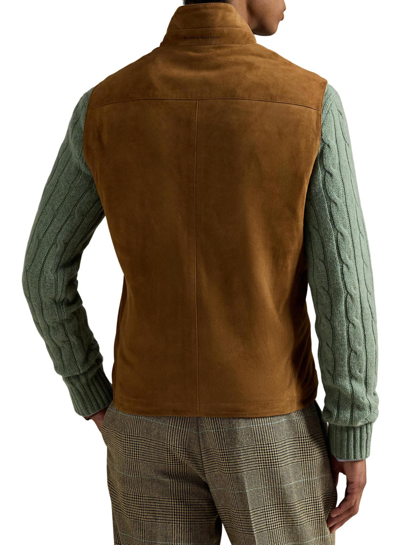 Men's Classic Suede Double-Zip Vest - Cafe Brown 6