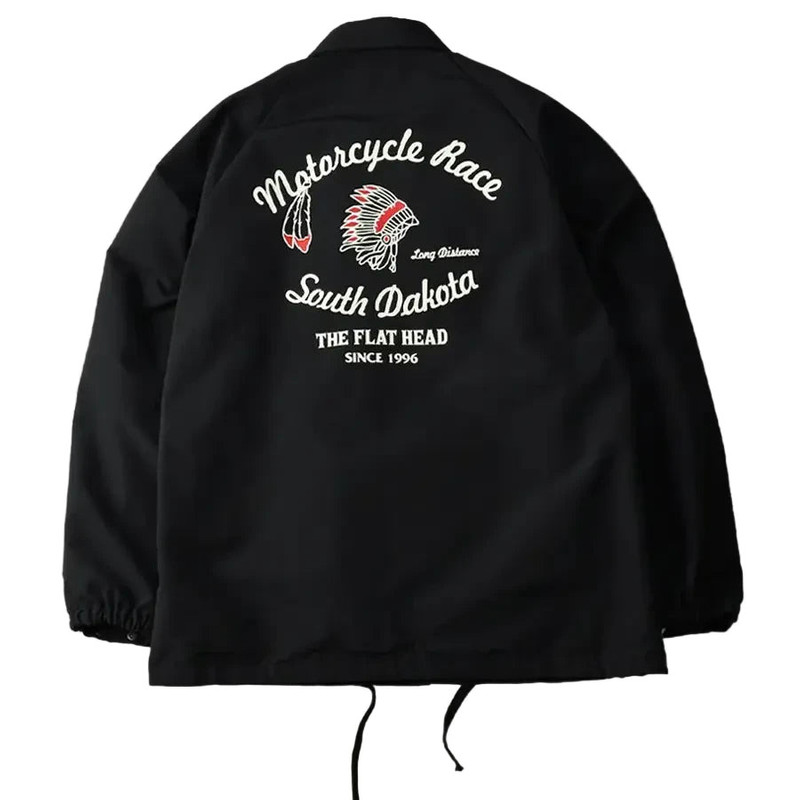 THE FLAT HEAD FN-OJ-NC006 Coach Jacket Motorcycle Race Black outlook