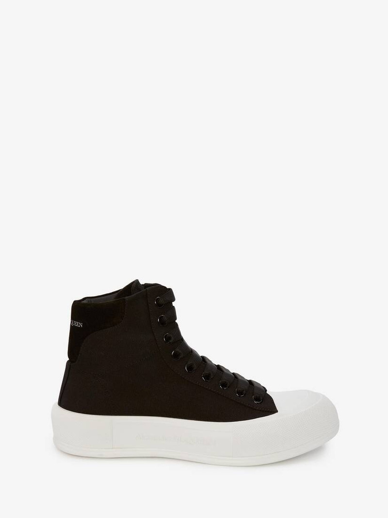 Deck Plimsoll High Top in Black - 1