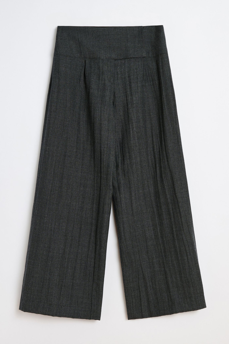 Girdle Trouser Stone Grey Plisse Wool 1