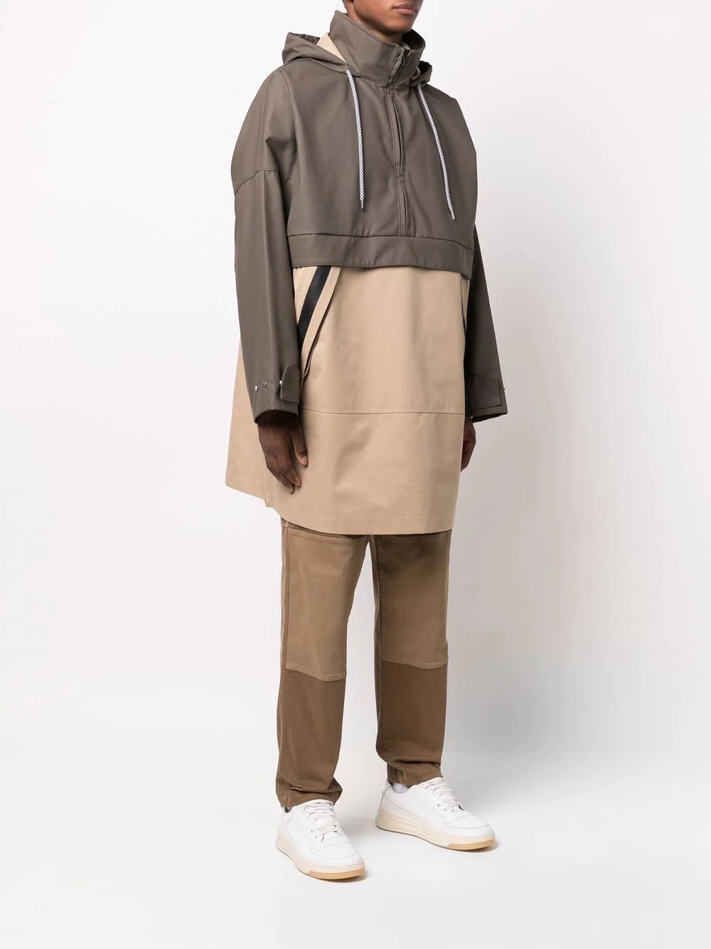 colour-block hooded parka - 3