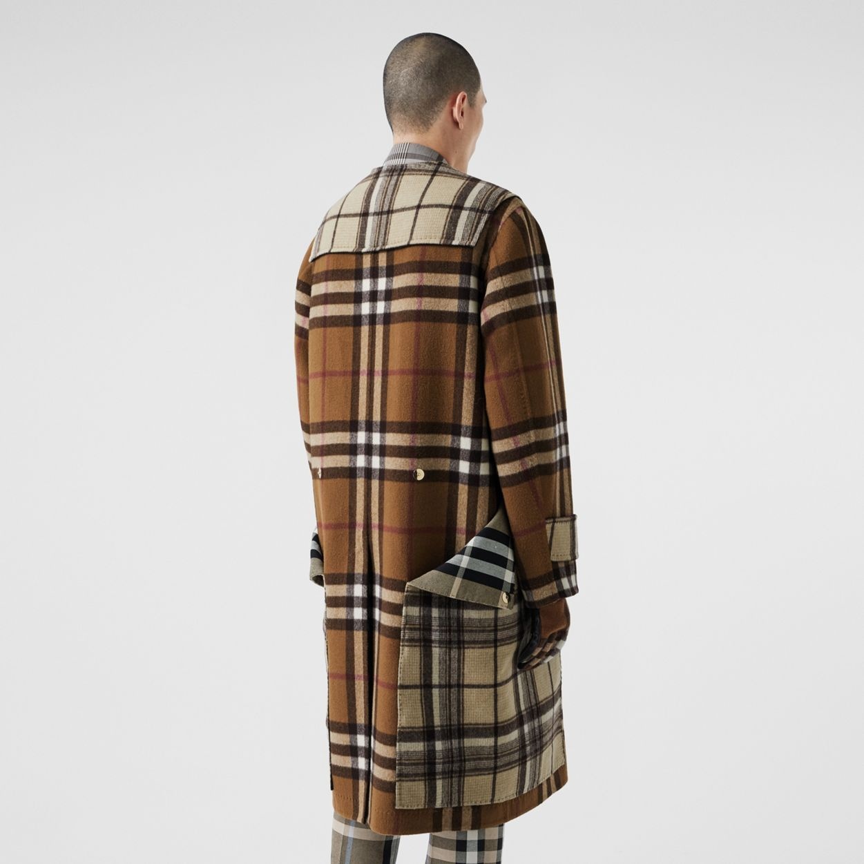 Double-faced Contrast Check Wool Duffle Coat - 6