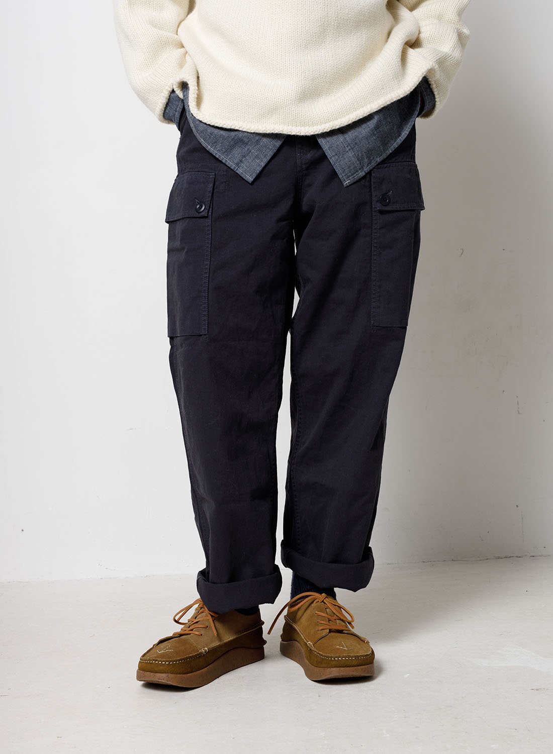 Nigel Cabourn Dutch Pant Cotton Twill in Black Navy | REVERSIBLE