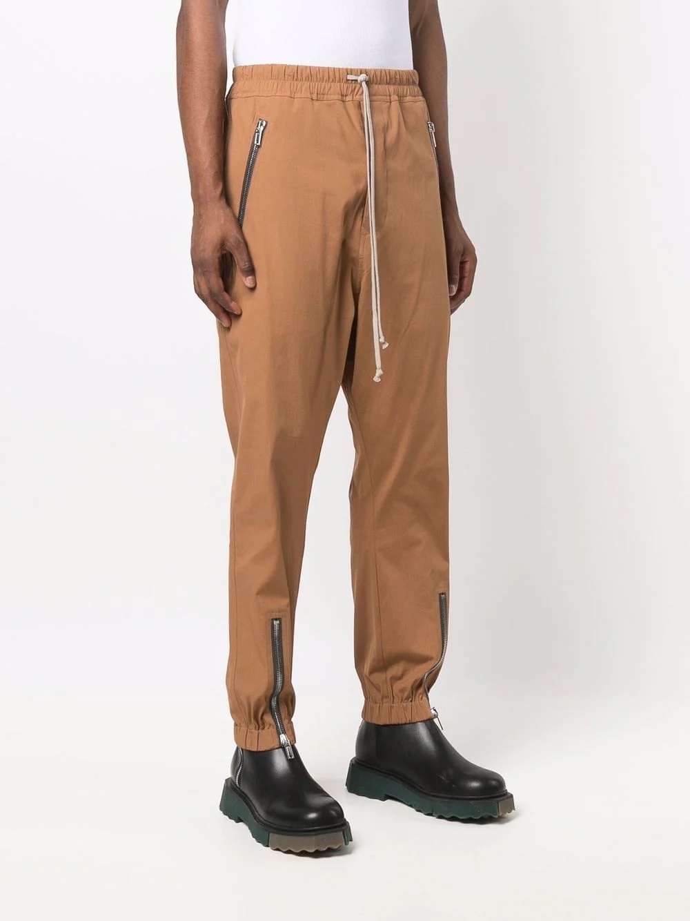 zip-detail tapered trousers - 3