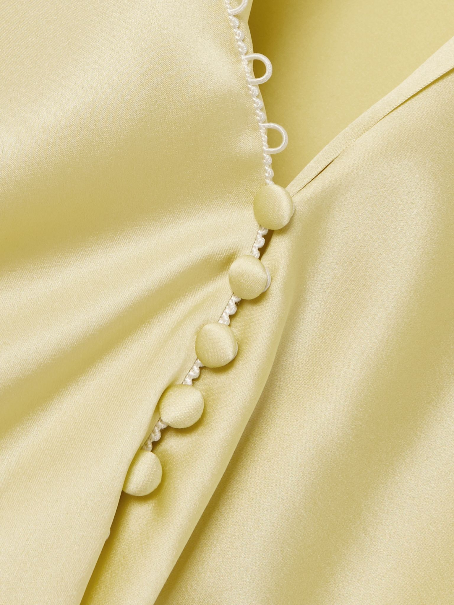 Wrap-effect stretch-silk satin shirt Pastel yellow - 4