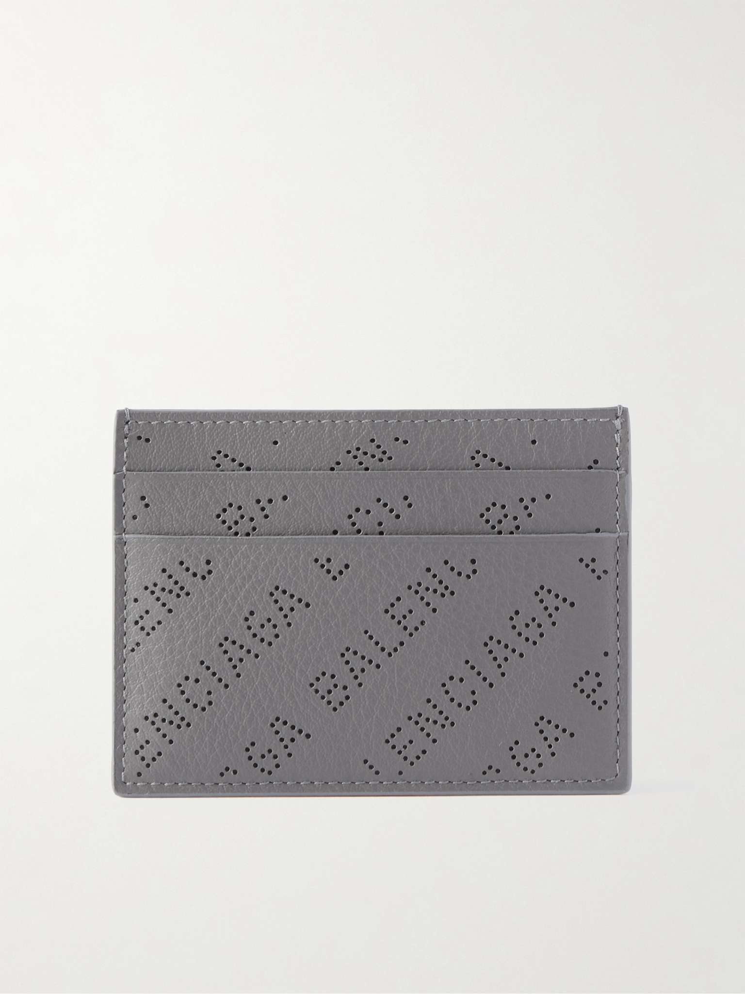 Logo-Perforated Leather Cardholder - 1