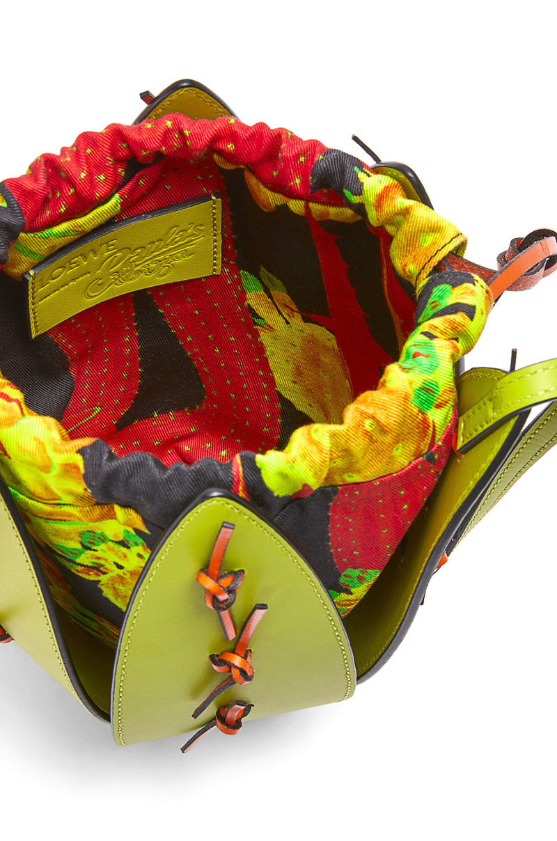 Cactus drawstring pouch in canvas and calfskin 7