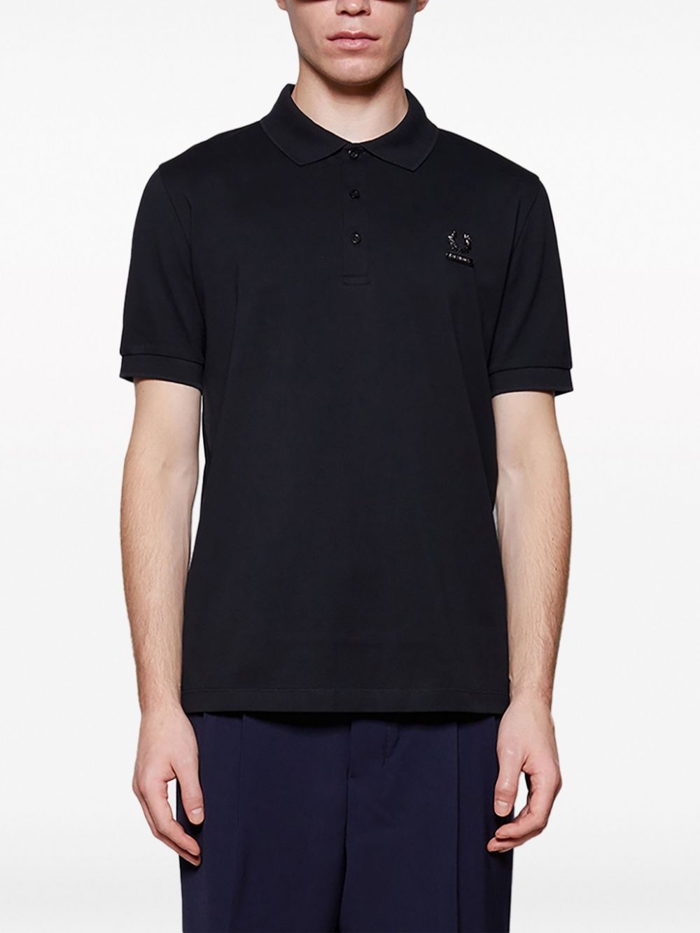 logo-embroidered cotton polo shirt - 3