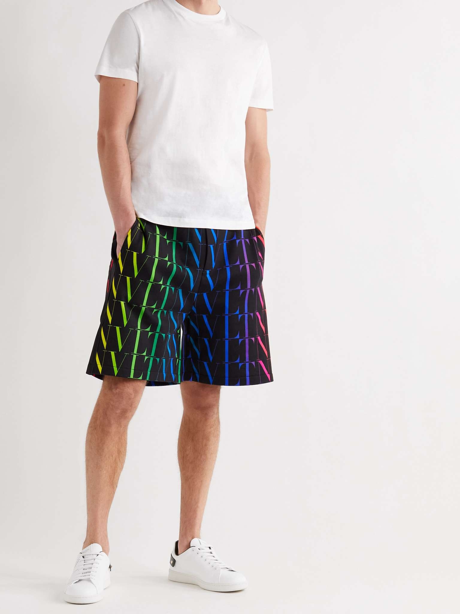 Logo-Print Loopback Cotton-Blend Jersey Drawstring Bermuda Shorts - 2