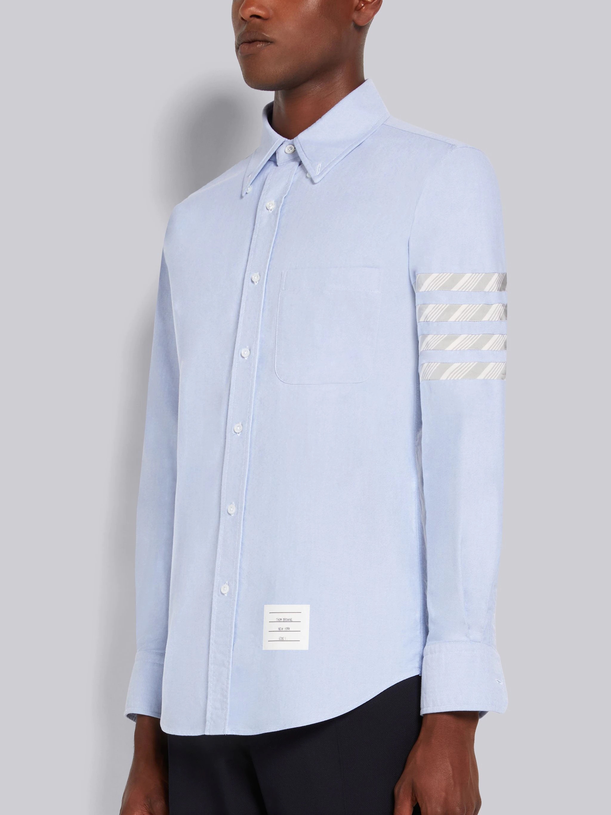 Light Blue Oxford Stripe 4-Bar Straight Fit Shirt - 2