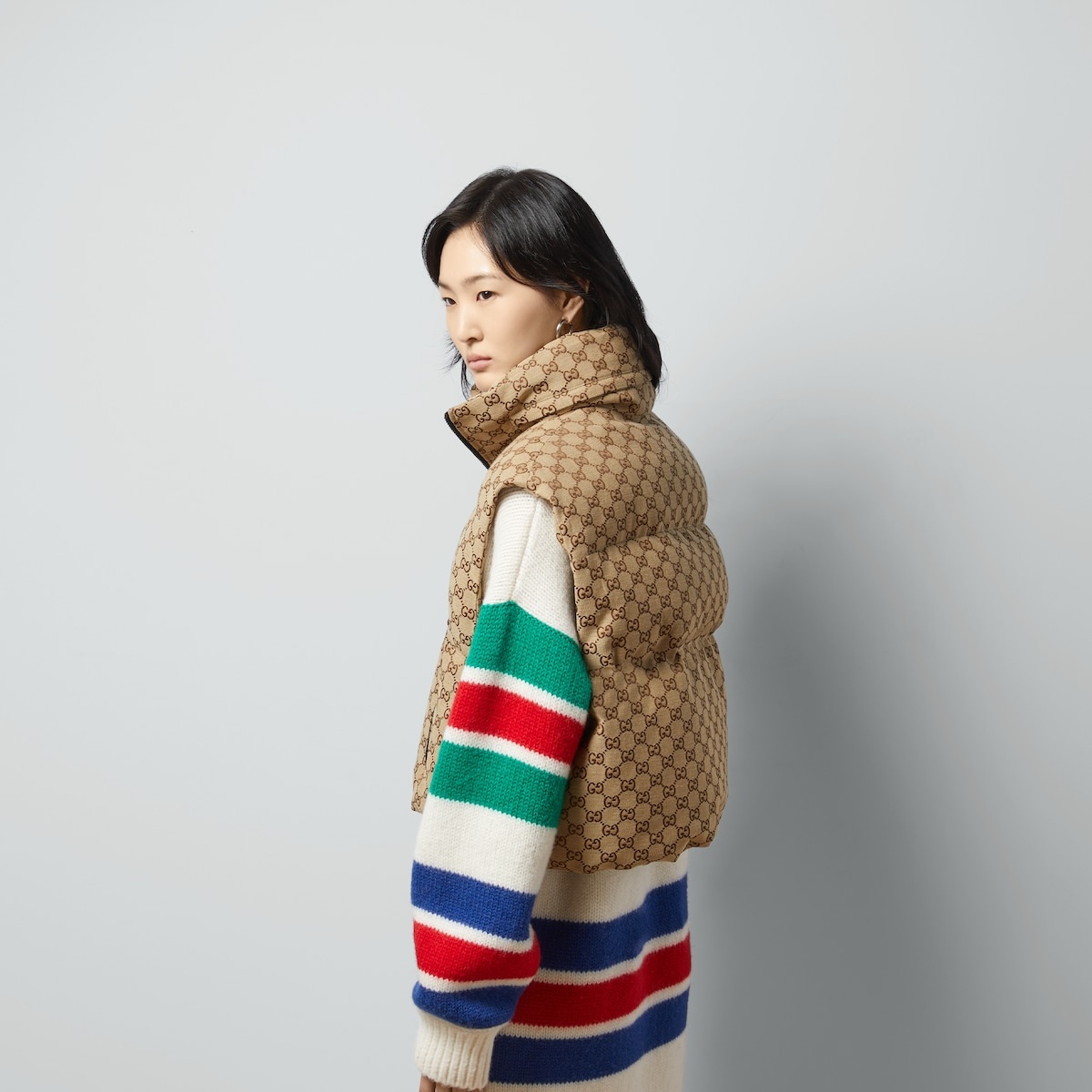GG canvas padded vest - 7