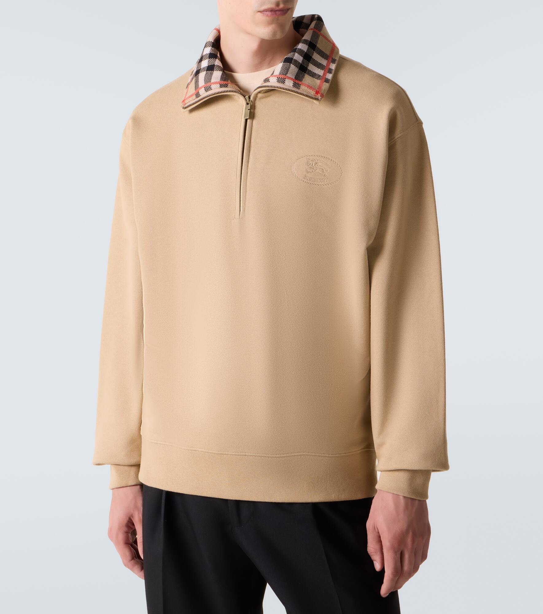 Burberry Check cotton jersey half-zip sweatshirt - 3