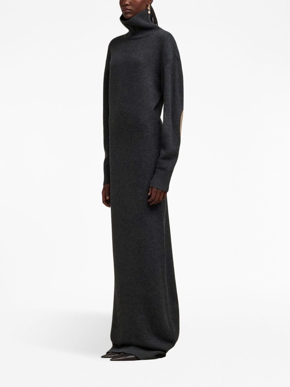 elbow-patch knitted maxi dress - 3
