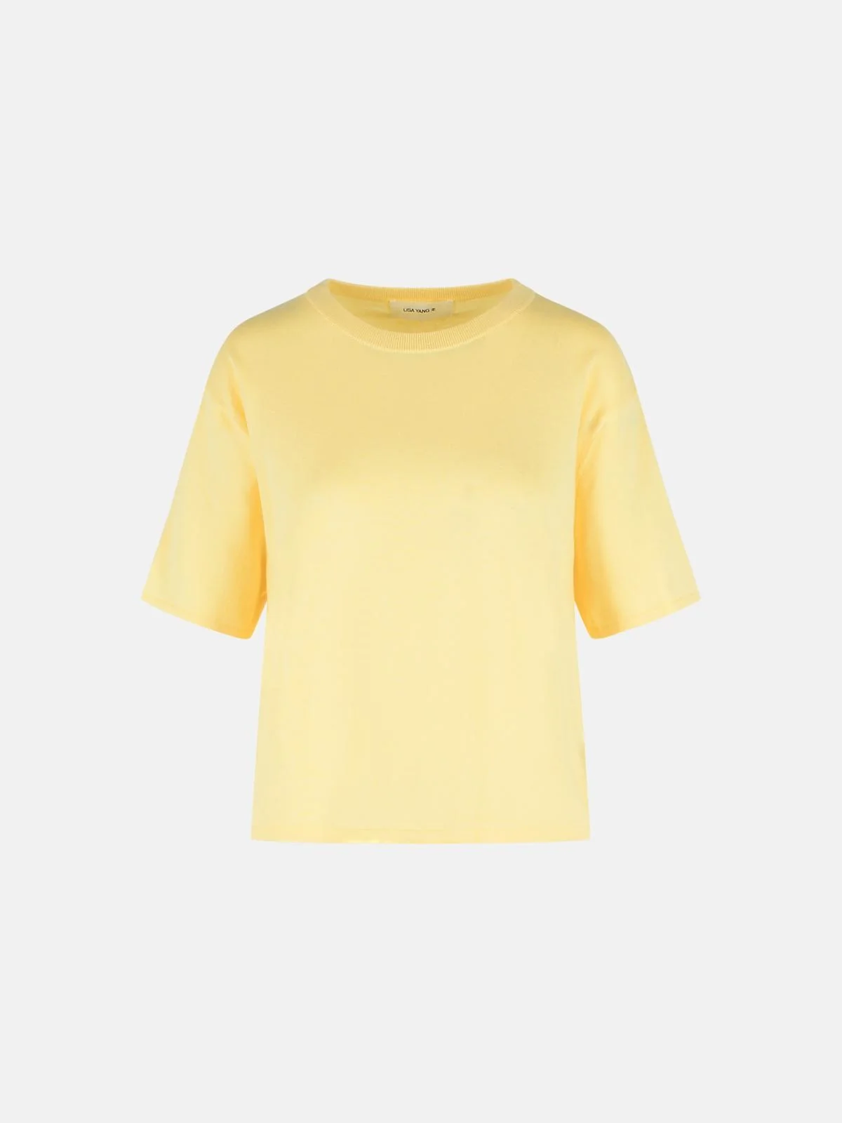'RUBIE' COTTON AND LEMON CASHMERE T-SHIRT - 1
