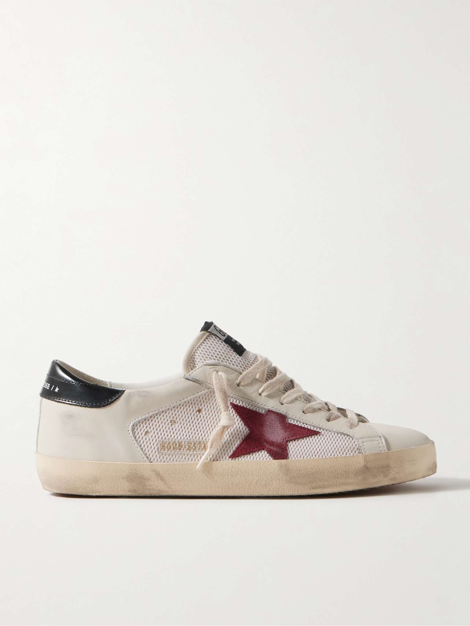 Superstar Distressed Suede-Trimmed Leather and Mesh Sneakers - 1