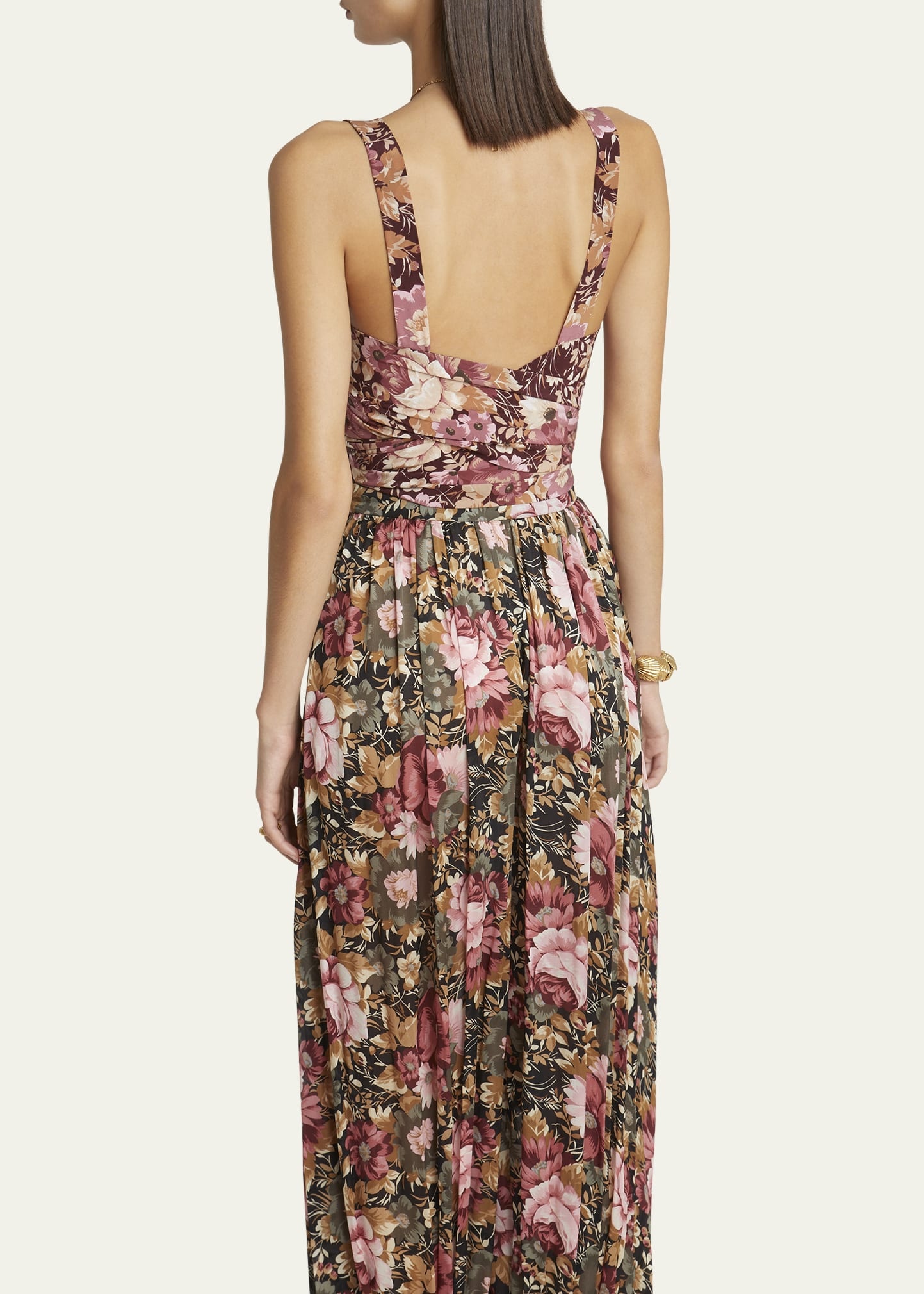 Rose Print Cropped Silk Top - 3