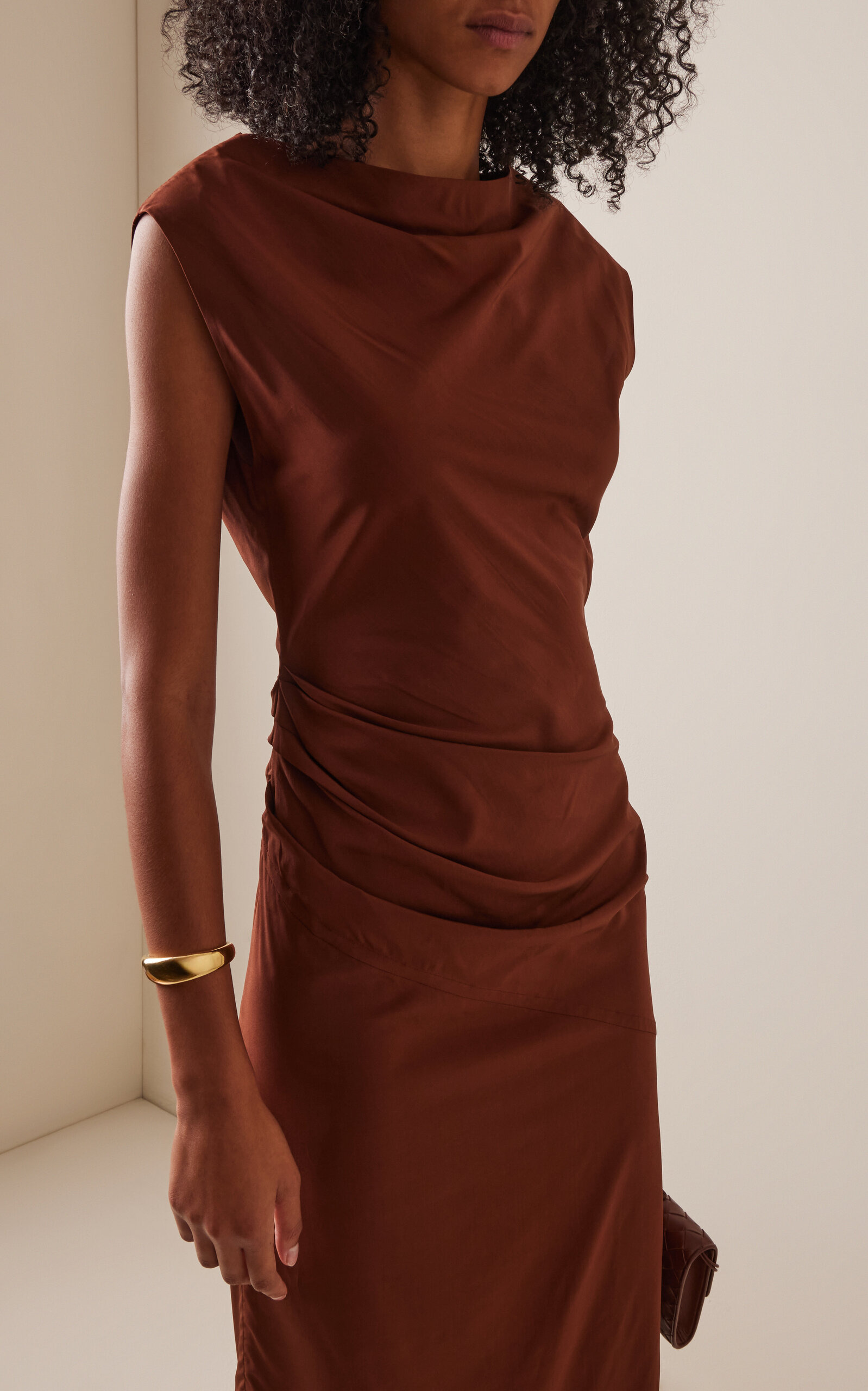 Tasa Draped Silk-Blend Midi Dress burgundy - 3