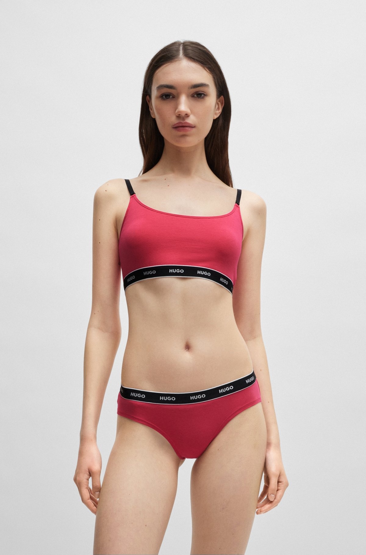 TWO-PACK OF STRETCH-COTTON BRALETTES WITH LOGO BANDS - 6