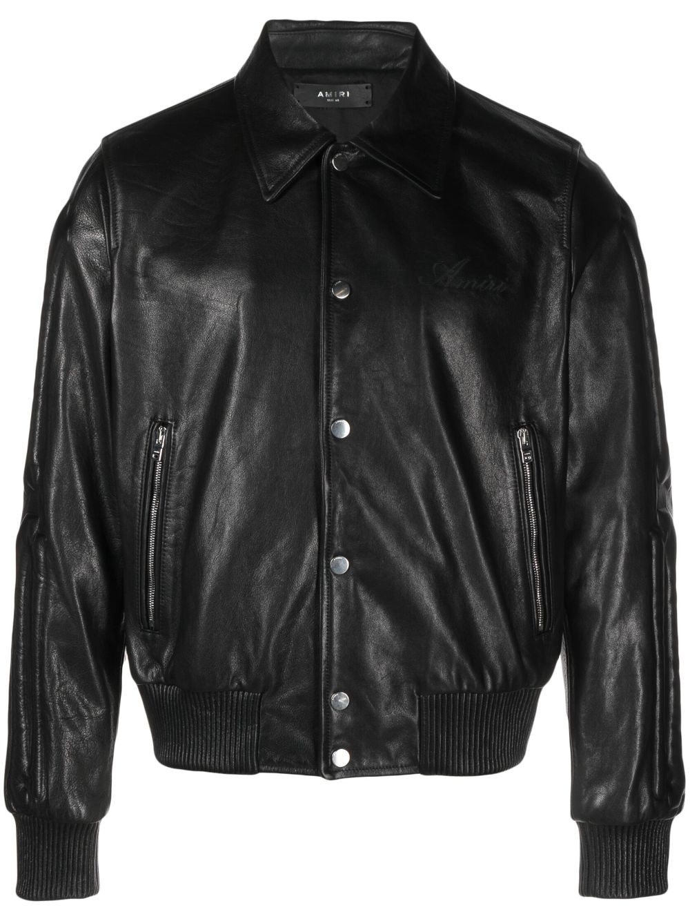 Bones embossed leather jacket - 1