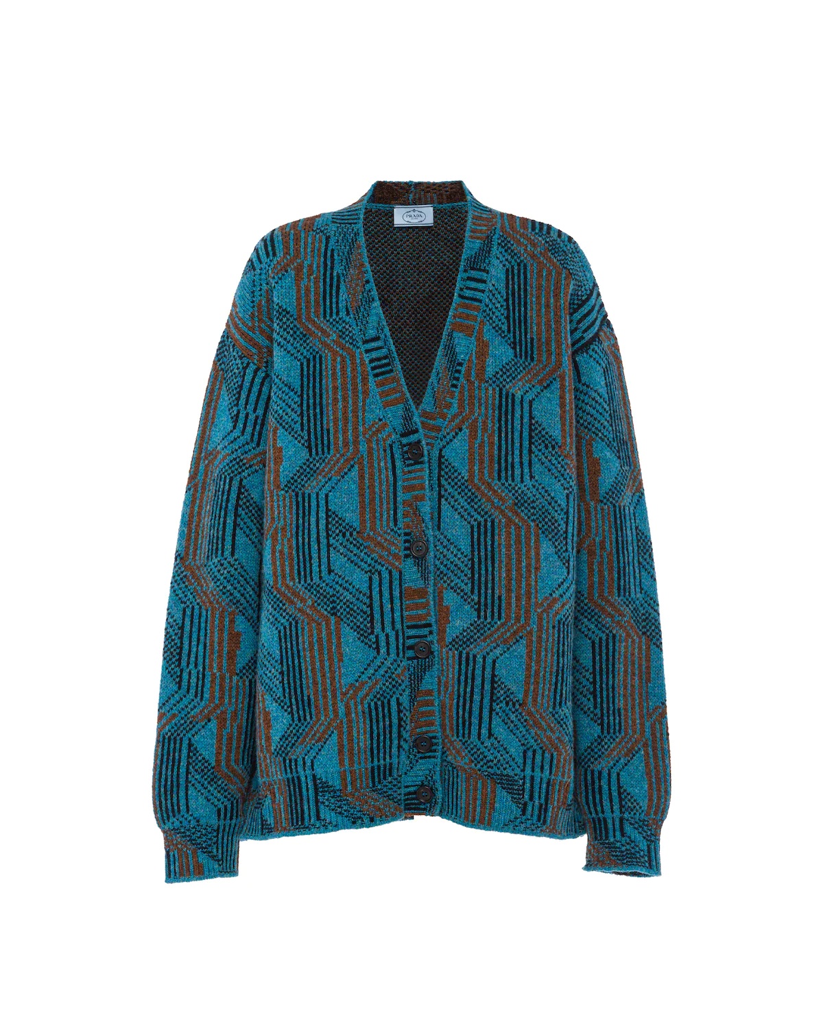 Oversized jacquard Shetland wool cardigan - 1