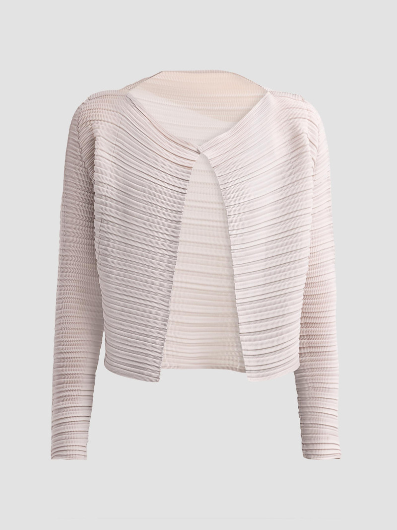 Women's Jiggly Pleats Cardigan - Light Gray 1