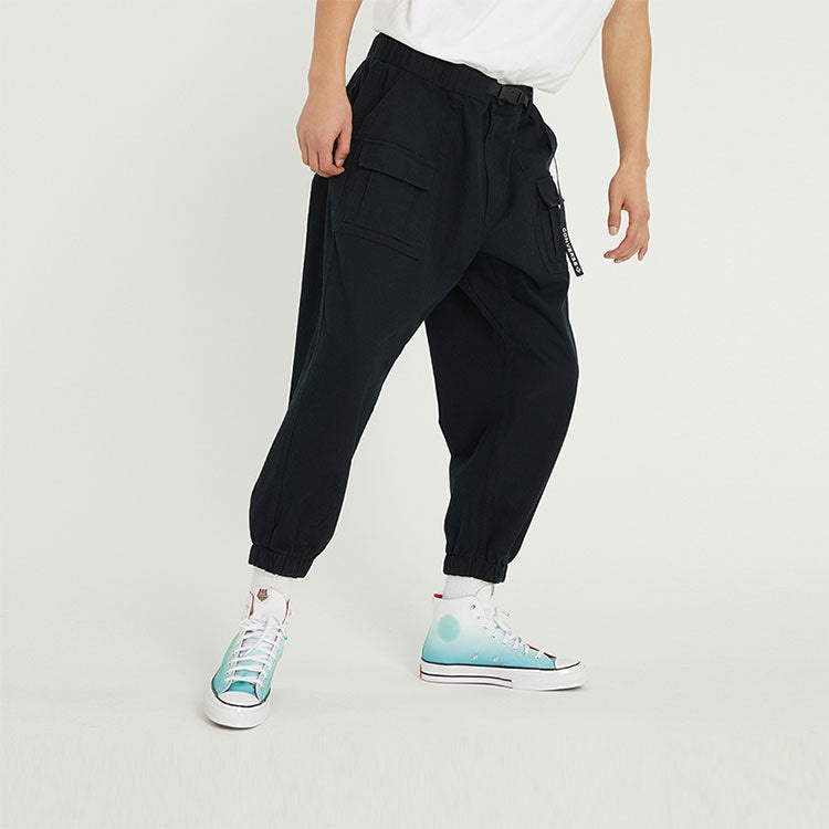 Men's Converse Solid Color Woven Bundle Feet Lacing Black Casual Pants/Trousers 10024161-A02 - 4