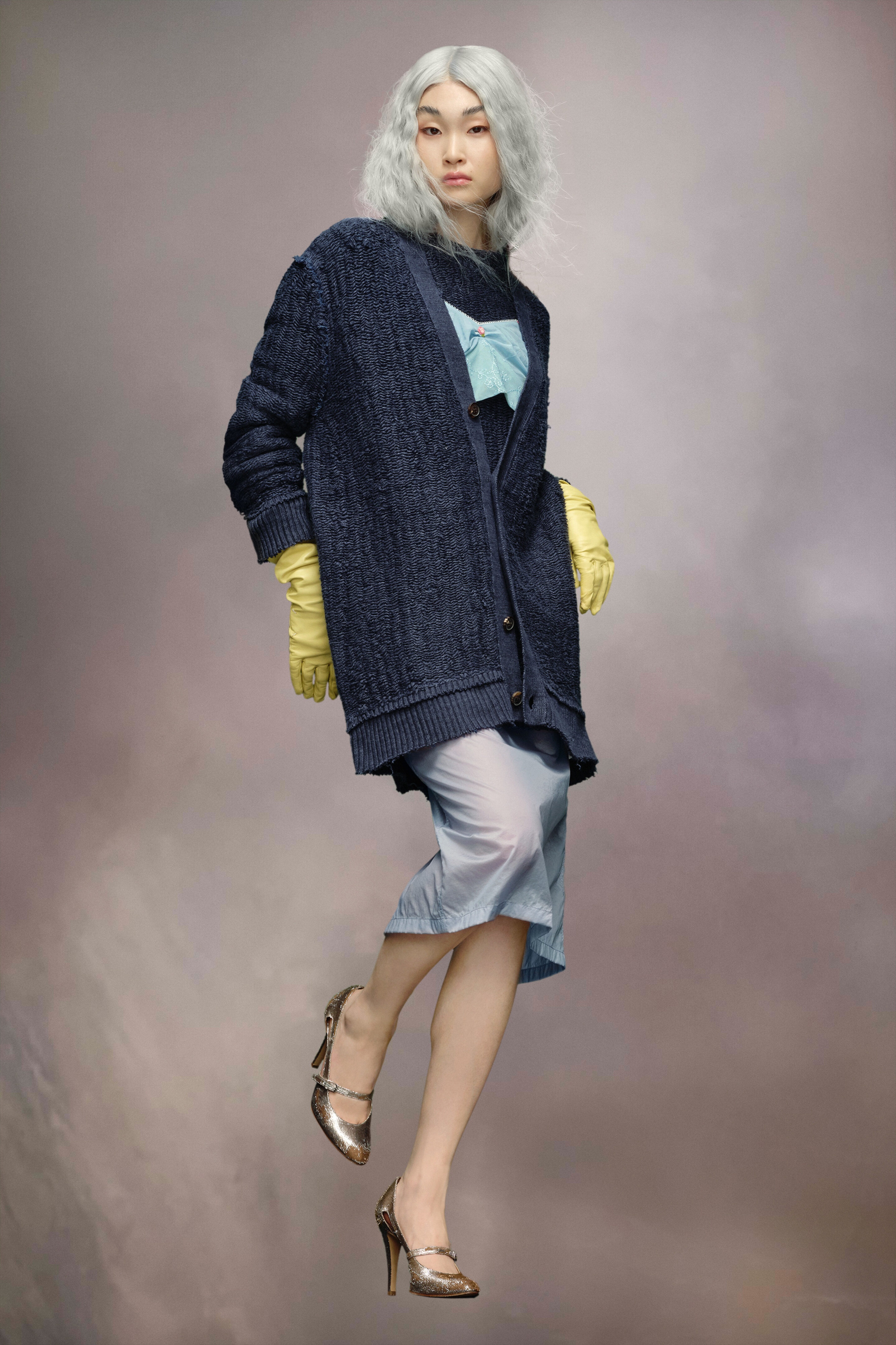 Raw woven knit cardigan - 3