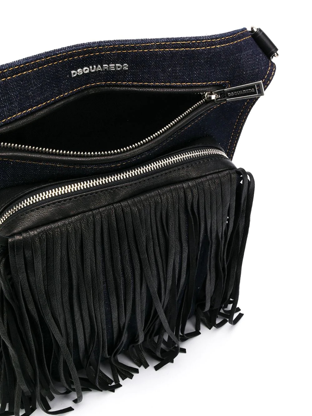 fringe denim shoulder bag - 5