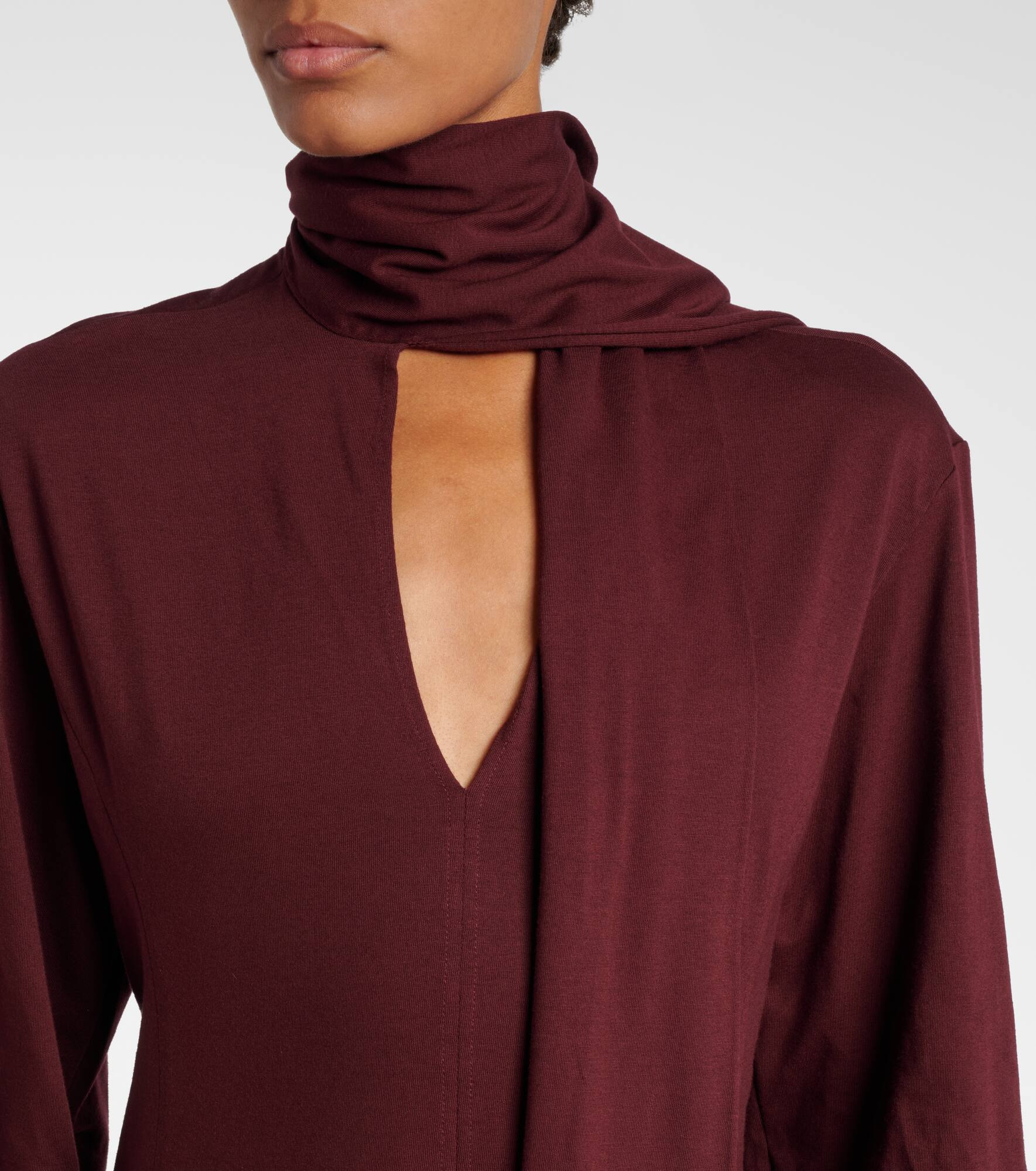 Scarf-detail cotton maxi dress - 4