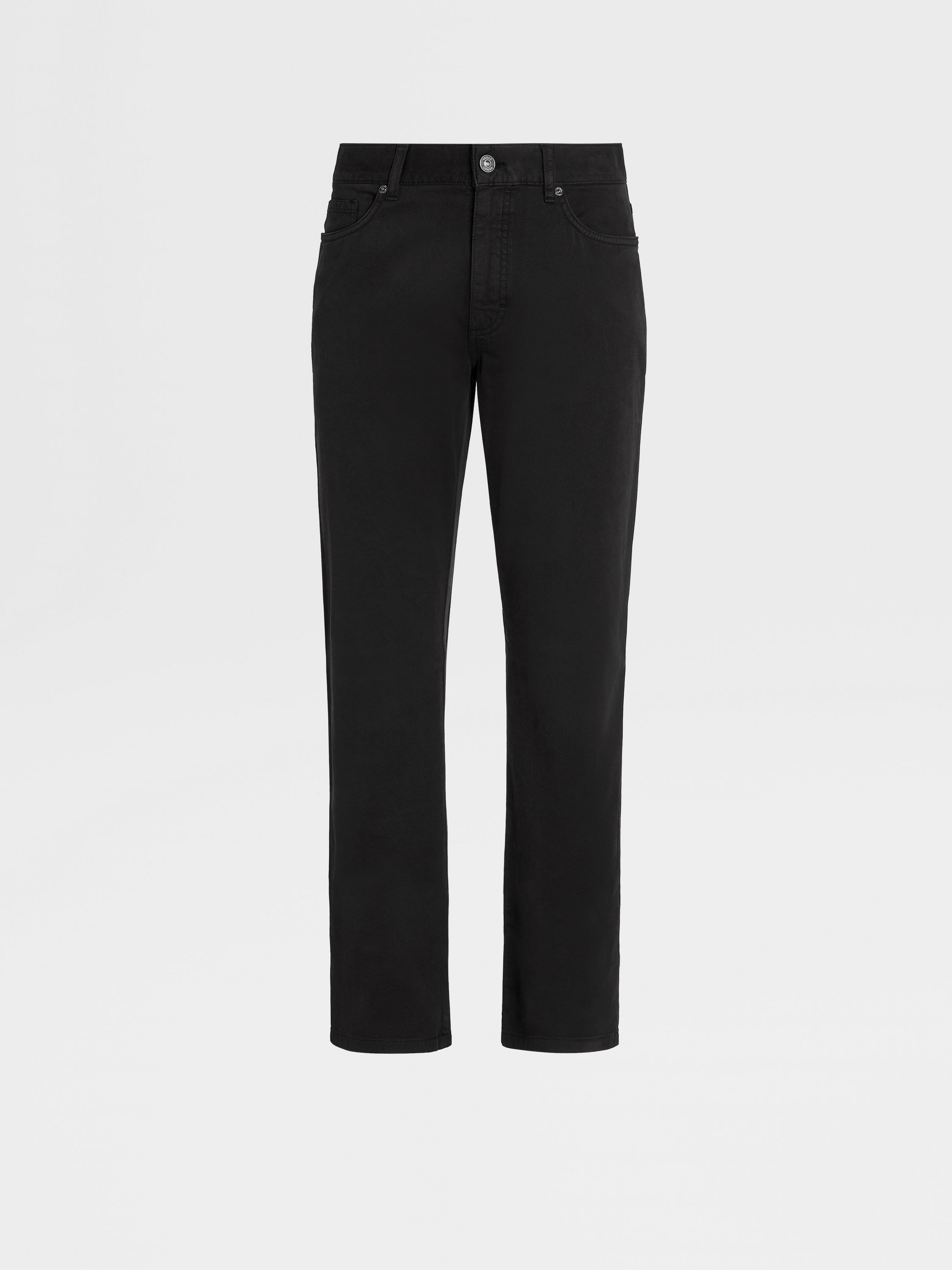 BLACK STRETCH COTTON ROCCIA JEANS - 1