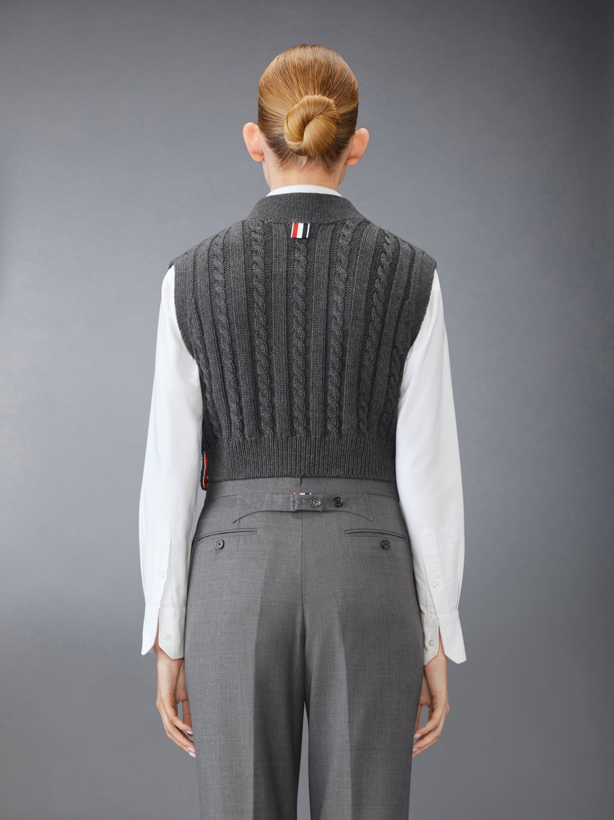 Baby Cable Cropped V Neck Pullover - 2