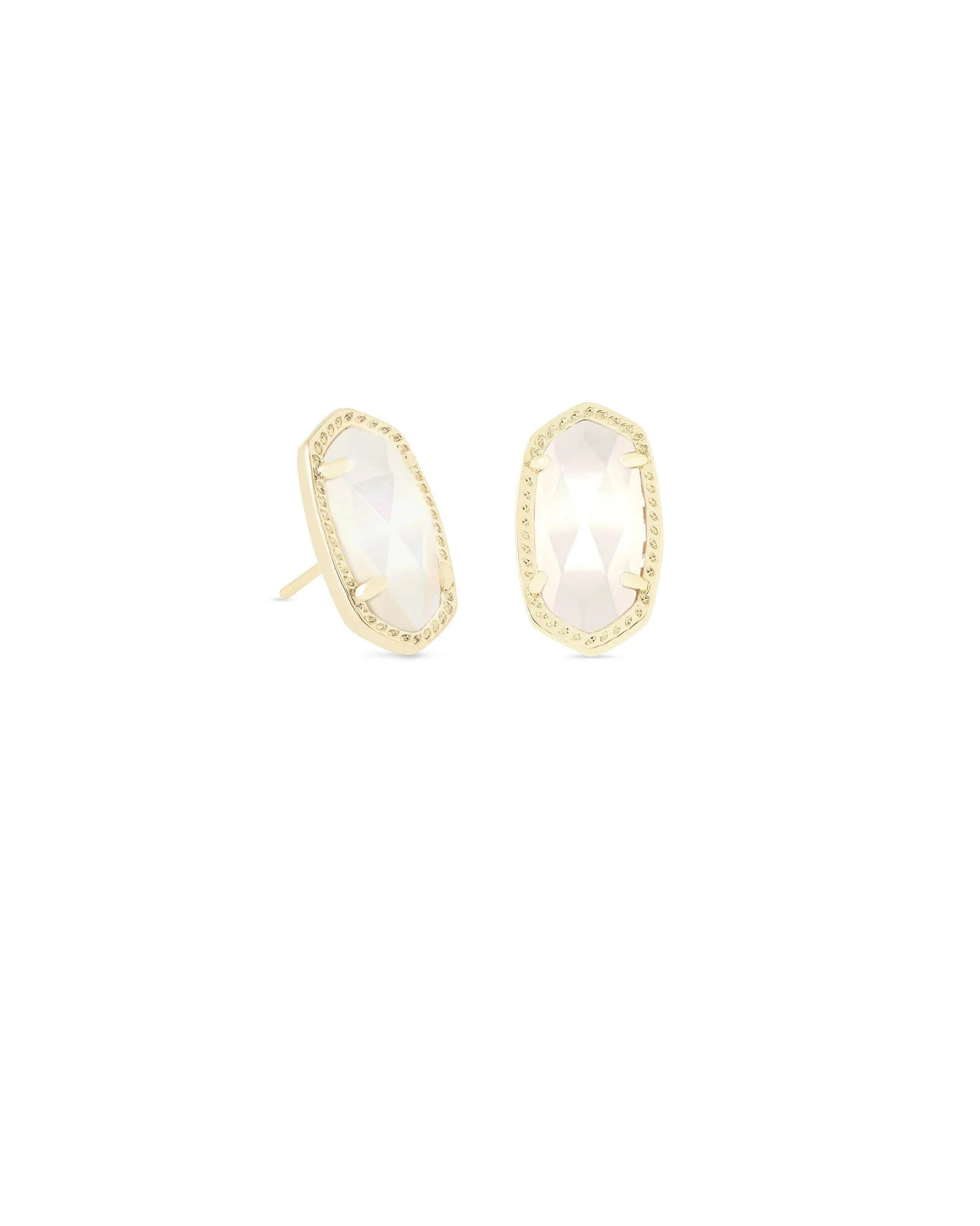 Ellie Gold Stud Earrings in Ivory Mother-of-Pearl - 1