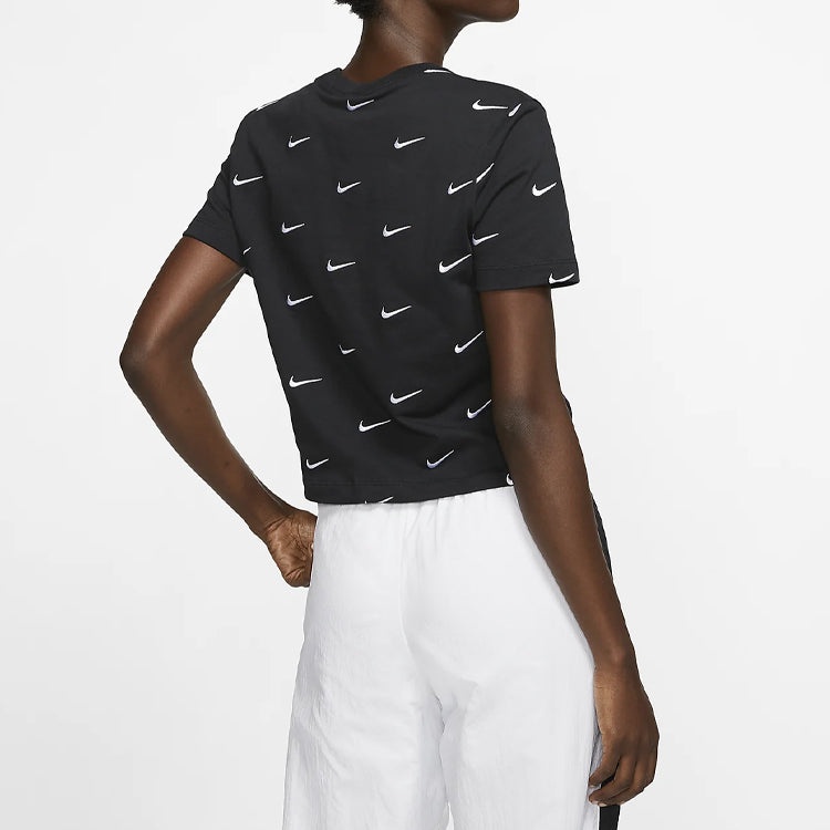 (WMNS) NikeLab Swoosh Small Embroidered Logo Short Sleeve 'Black' CK4092-010 - 3