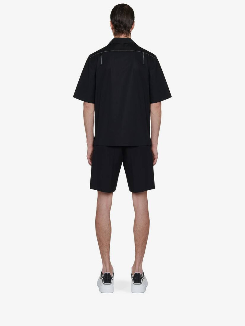 Men's Contrast Stitch Hawaiian Shirt in Black 5