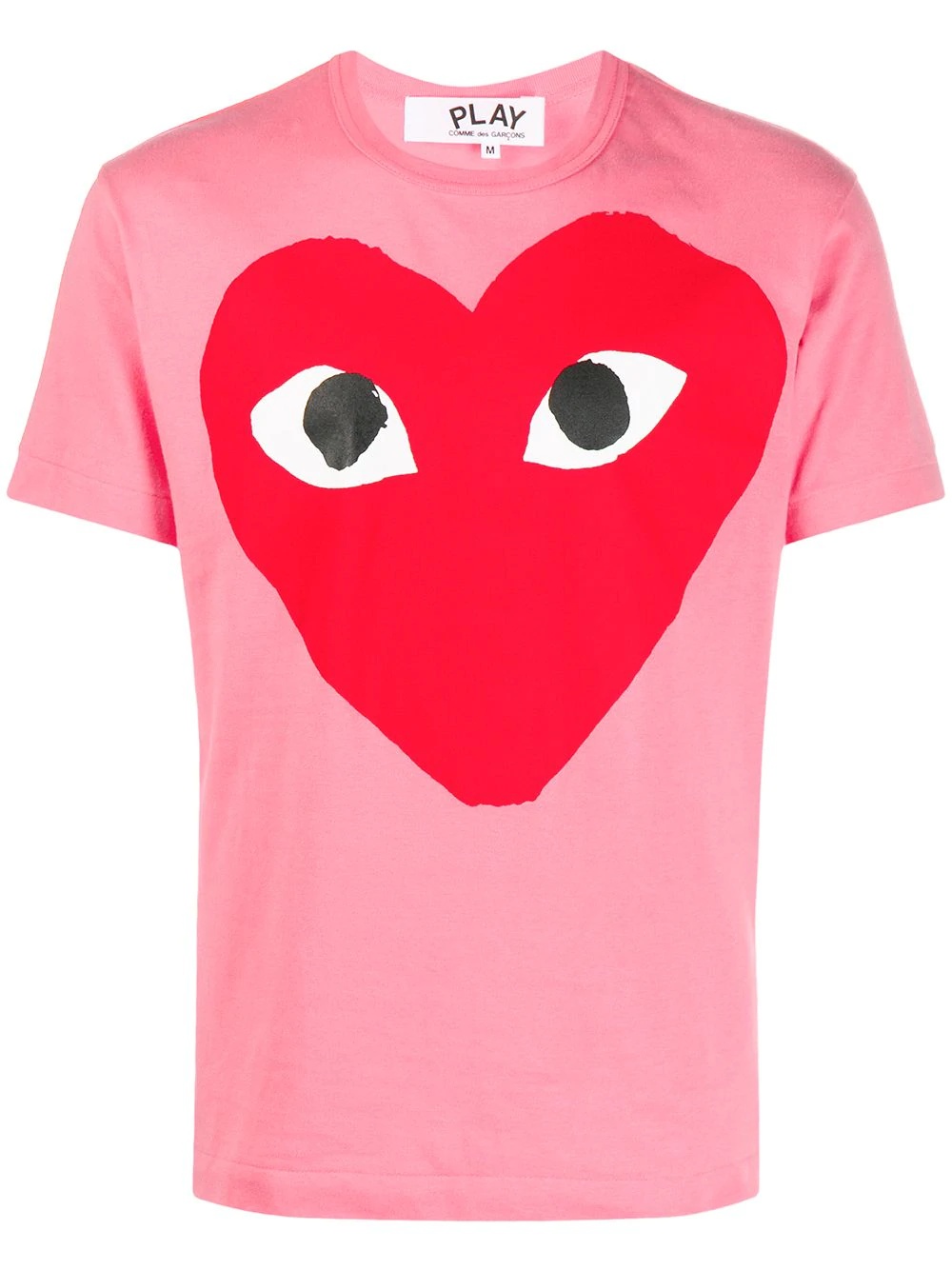 heart print round neck T-shirt - 1