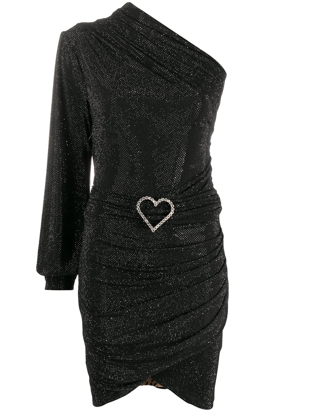 one-shoulder crystal-heart dress - 1