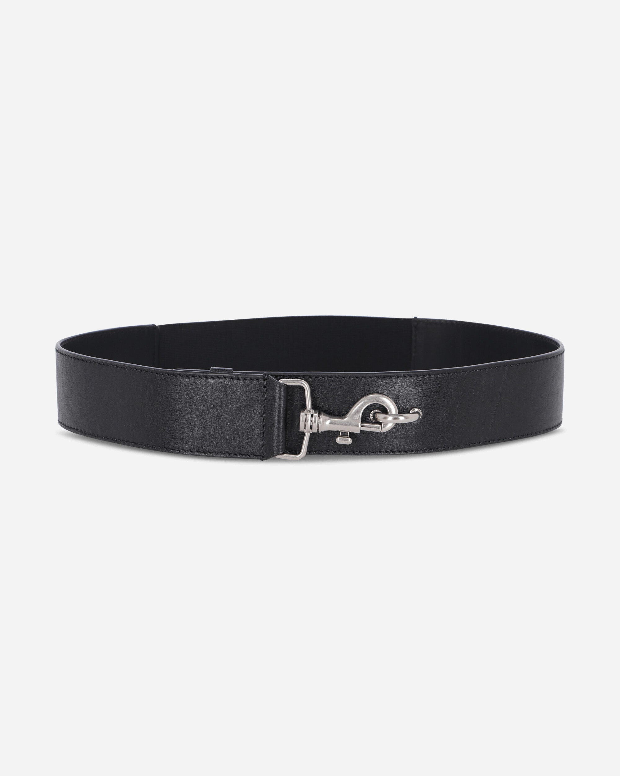 Elasticated Leather Belt Black - 2