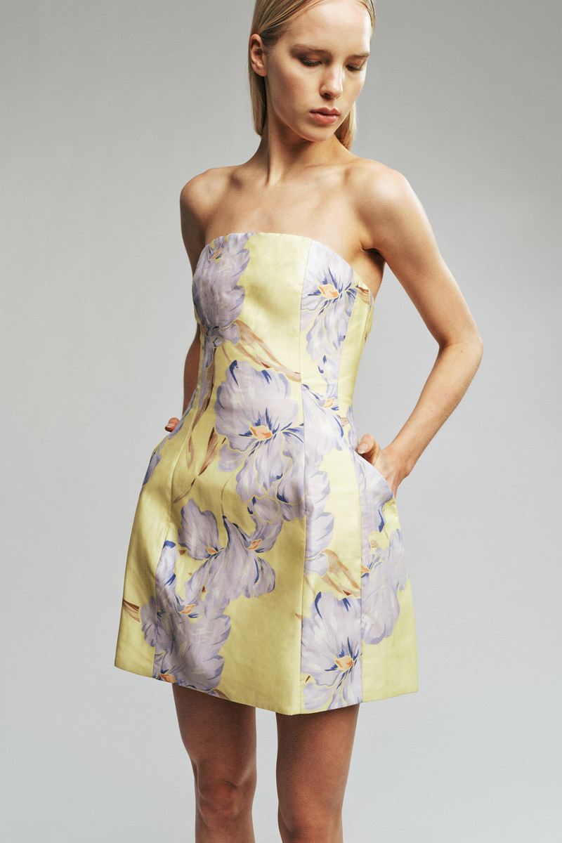 BARDOT Karoline Hourglass Mini Dress In Yellow Floral outlook