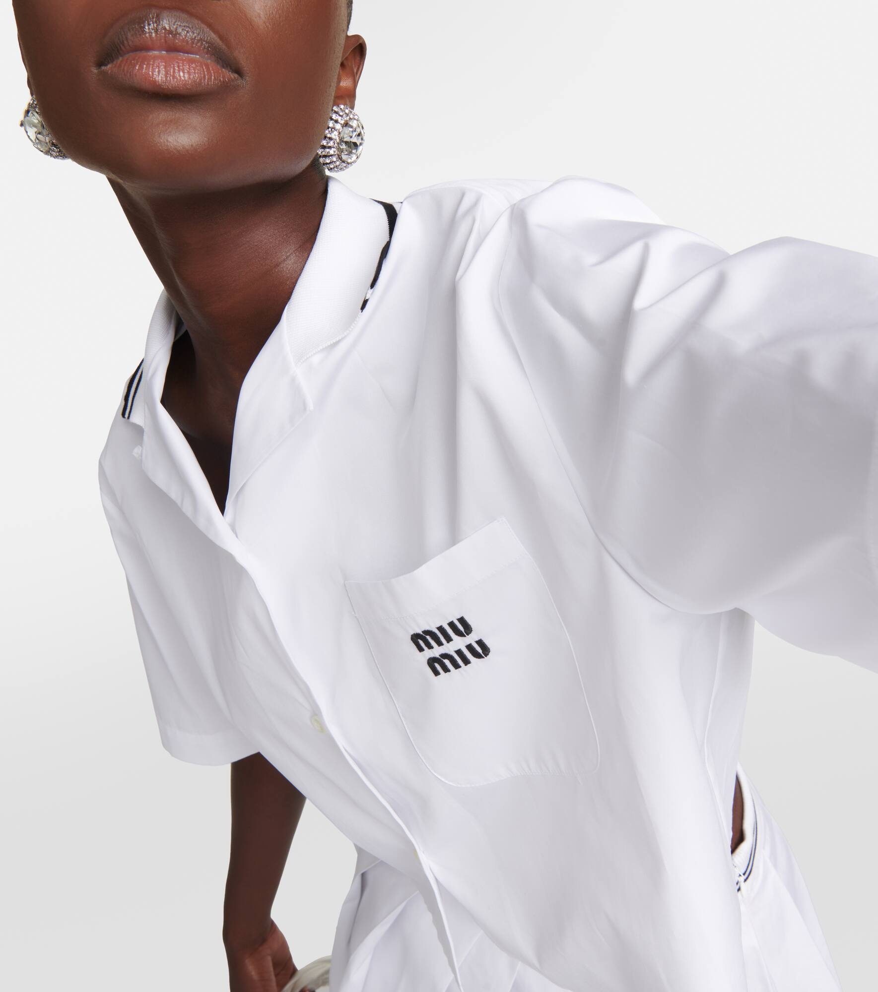 Logo cotton poplin cropped shirt - 4