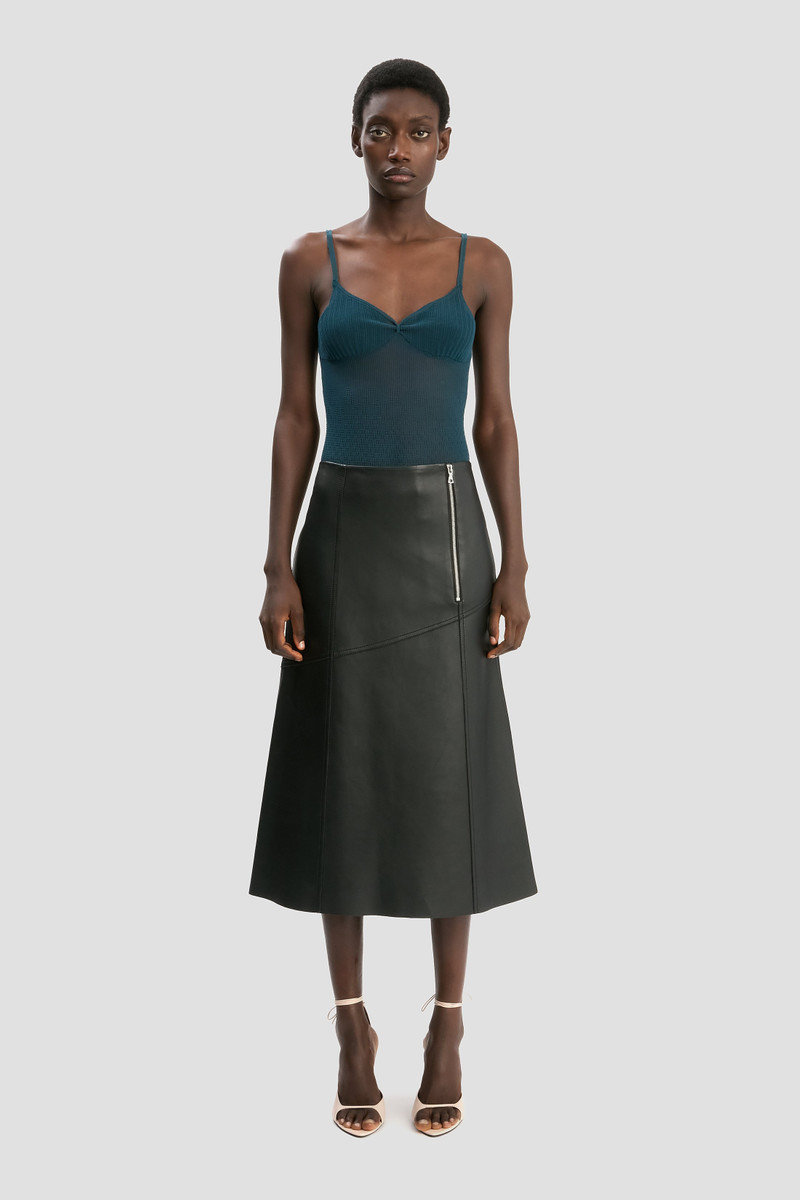 Victoria Beckham Panelled Leather Midi Skirt In Black outlook