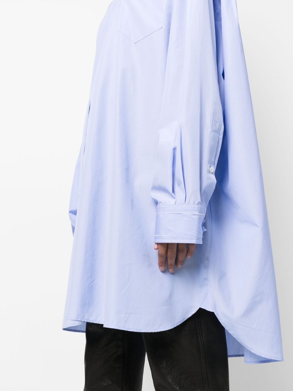 spread-collar long cotton shirt - 5