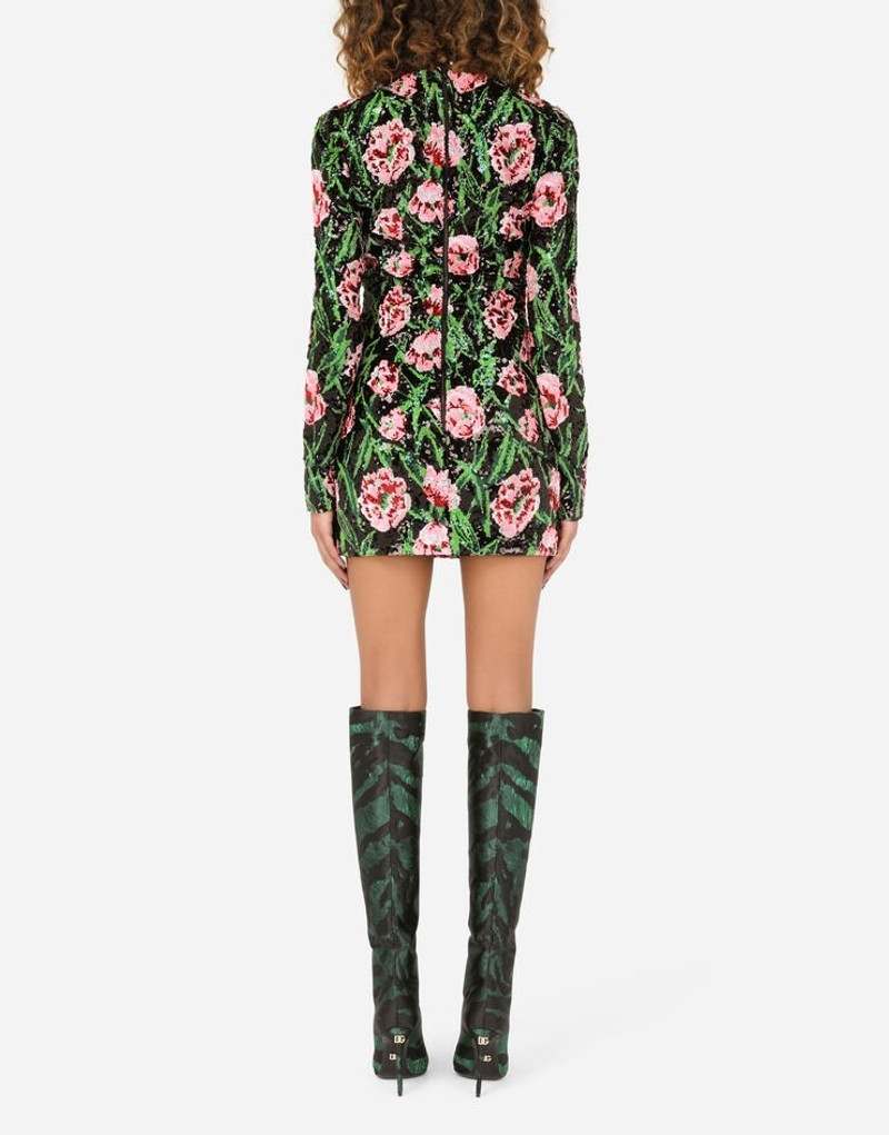 Short dress with sequined tulip embellishment 3